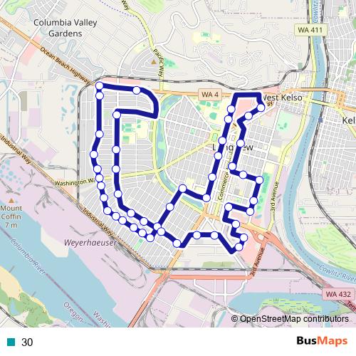 30 bus Line Map