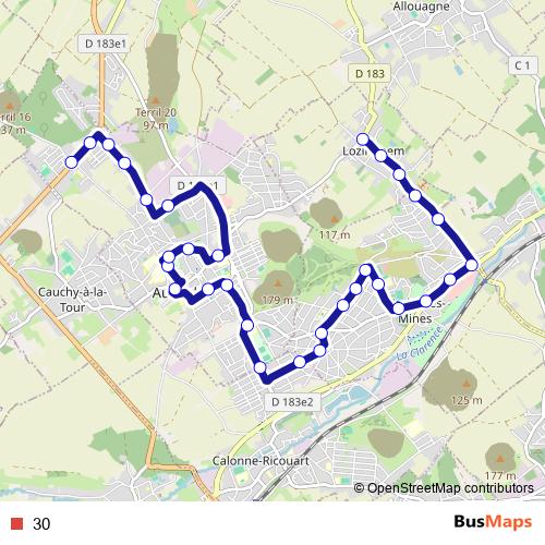 30 bus Line Map