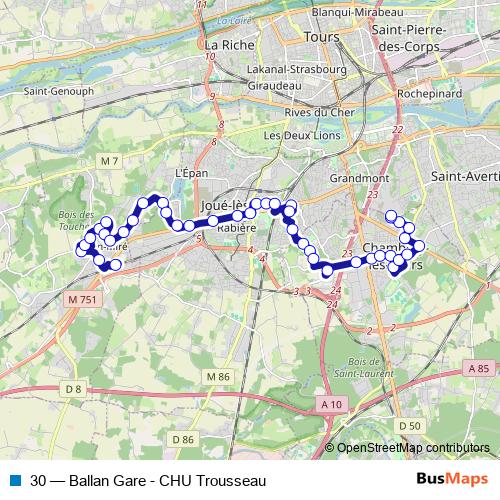 30 bus Line Map