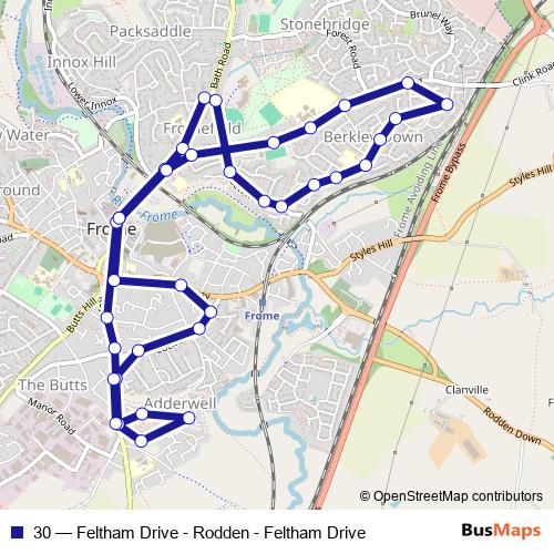 30 bus Line Map