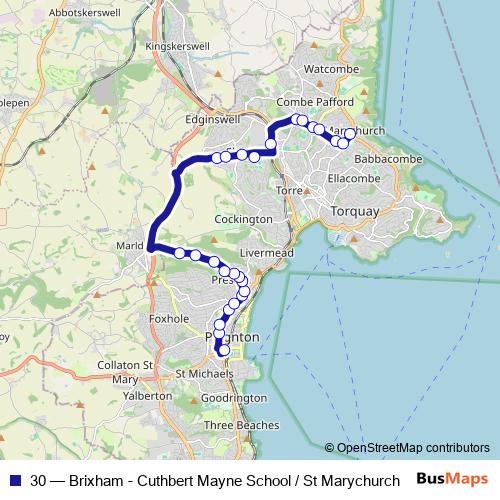 30 bus Line Map