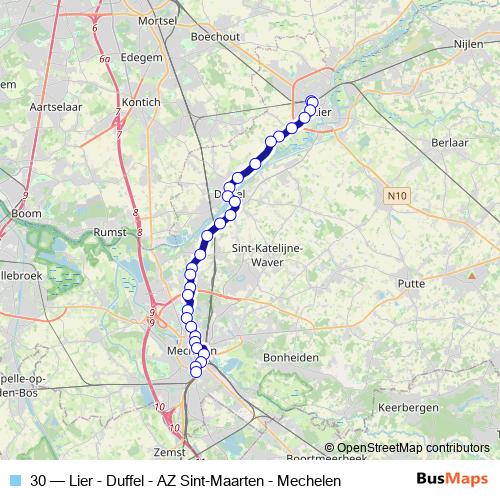 30 bus Line Map