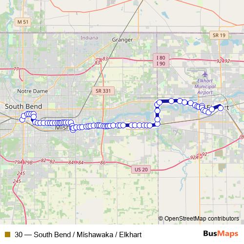 30 bus Line Map