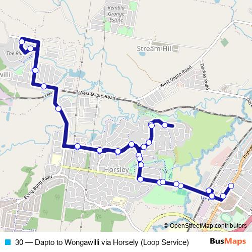 30 bus Line Map