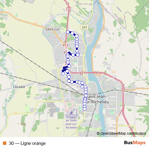 30 bus Line Map