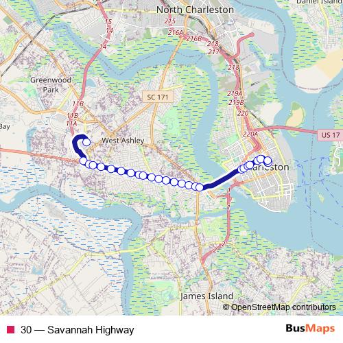 30 bus Line Map