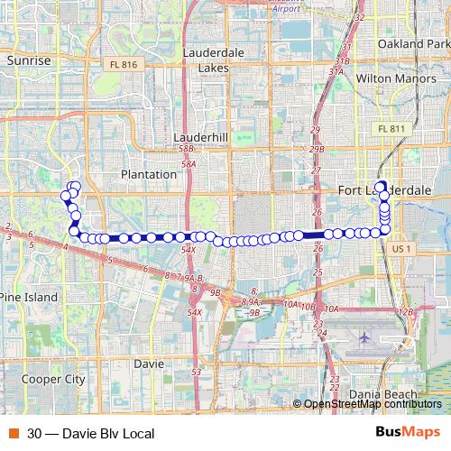 30 bus Line Map