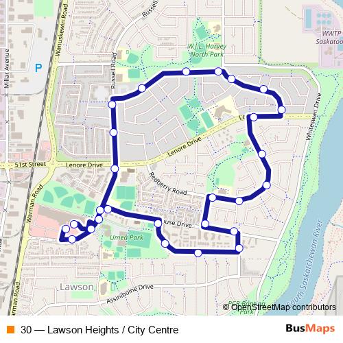 30 bus Line Map