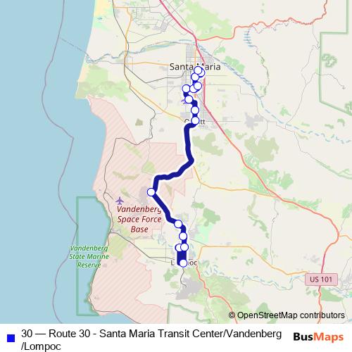 30 bus Line Map