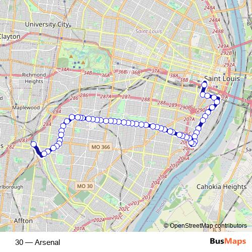 30 bus Line Map