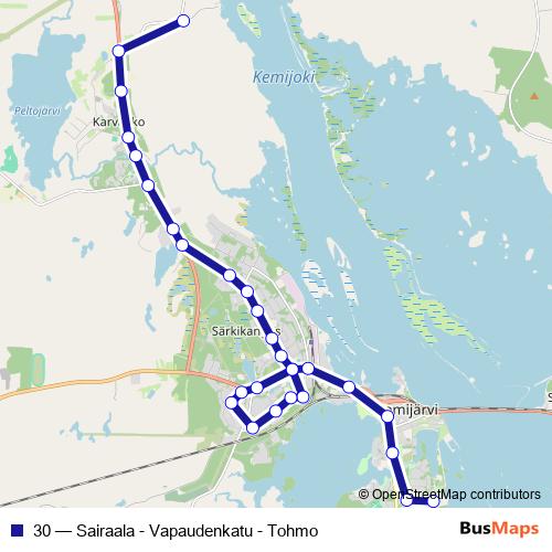 30 bus Line Map