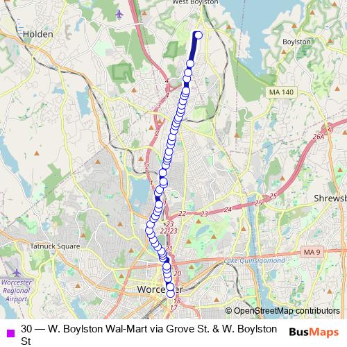 30 bus Line Map