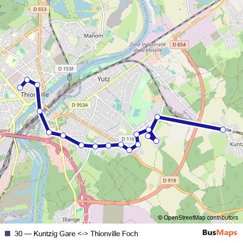 30 bus Line Map