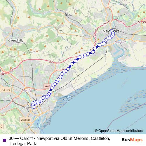 30 bus Line Map