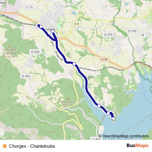 Chorges - Chanteloube bus Line Map