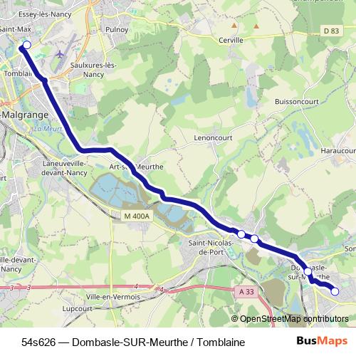 54s626 bus Line Map