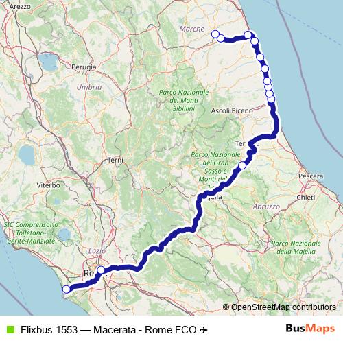 Flixbus 1553 bus Line Map